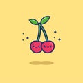 Illustration fruit cherry, the cute illustration used for web, for infographic, icon web or mobile app, presentation icon, etc,