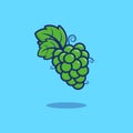 Illustration fruit green grapes, the cute illustration used for web, for infographic, icon web or mobile app, presentation icon,