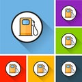 Fuel pump icons with long shadow Royalty Free Stock Photo