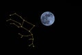 Full moon and pegasus constellation Royalty Free Stock Photo