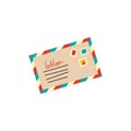 illustration of funky retro airmail envelope with stamp isolated on white background Royalty Free Stock Photo