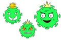 Illustration of funny bacteria microorganisms with crowns isolated on a white background