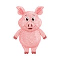 Illustration of a funny cartoon pig in textured style