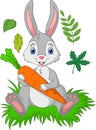 Funny cartoon rabbit with carrot Royalty Free Stock Photo