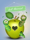 Caterpillars in love in the apple