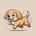 running puppy cartoon style vector simple