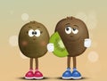 Illustration of funny kiwi couple