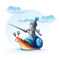 Illustration funny knight on the cochlea Royalty Free Stock Photo