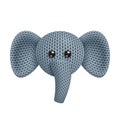 Illustration of a funny knitted elephant toy head Royalty Free Stock Photo