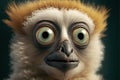 Funny lemur face close up with big eyes, digital illustration artwork