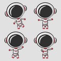 Funny little astronaut in differences poses