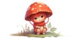 Illustration of funny mushrooms in the forest. Fairy mushrooms in fantasy land, forest landscape. Generative AI