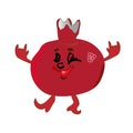 Illustration of a funny pomegranate fruit food comic character