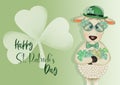 Funny sheep with decorations for St. Patrick`s Day