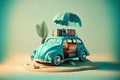 illustration of a funny travelling car Royalty Free Stock Photo