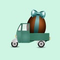 Illustration of funny van with chocolate egg for Easter Royalty Free Stock Photo