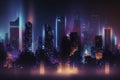 illustration, future urban cities long exposures in neon, ai generative