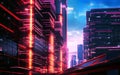 Illustration of a futuristic city at night. Royalty Free Stock Photo