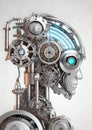 An illustration of a futuristic robotic android with AI capability.