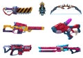 Illustration: Futuristic Weapon Arsenal with White Background.