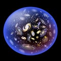 Illustration of galaxy in blue bubble