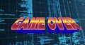 Illustration of game over text with grid pattern over computer programming language Royalty Free Stock Photo