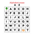 Illustration. game for preschool and school children. alphabet maze. find letters from a to z