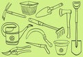 Illustration of gardening tools - doodle style