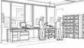 Office Workers and Filing System