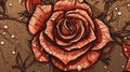 Sepia Ink Rose with Raindrops