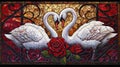 the rose of swans stained glass