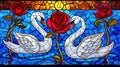 the rose of swans stained glass