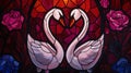 the rose of swans stained glass
