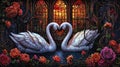 the rose of swans stained glass