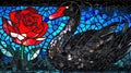 the rose of swans stained glass