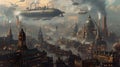 A stunning steampunk cityscape