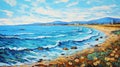 Avangarde Painting of Cyprus Beach Royalty Free Stock Photo