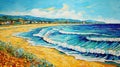 Avangarde Painting of Cyprus Beach Royalty Free Stock Photo