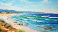 Avangarde Painting of Cyprus Beach Royalty Free Stock Photo