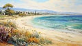 Avangarde Painting of Cyprus Beach Royalty Free Stock Photo