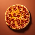 Illustration, Generative AI, round pizza with smoked sausage