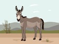 Illustration of Gentle Donkey - Endearing Presence on the Farmstead