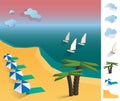 Illustration of geometric sea exotic coast landscape