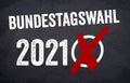 Illustration with the german words for federal election 2021 - bundestagswahl 2021 with a red cross