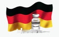 Illustration of Germany flag with vaccine vial and Syringe. Serie Concept Vaccination