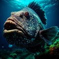 Giant grouper on a coral reef, Underwater world