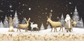 card sleigh claus vintage christmas greeting snow illustration reindeer santa. Generative AI. Royalty Free Stock Photo