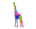 Illustration of a giraffe of colorful puzzles on an isolated background