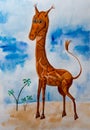 Illustration giraffe kind smiling drawn child character