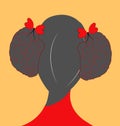 Illustration of a girl with hair style as brains and ribbon as hearts